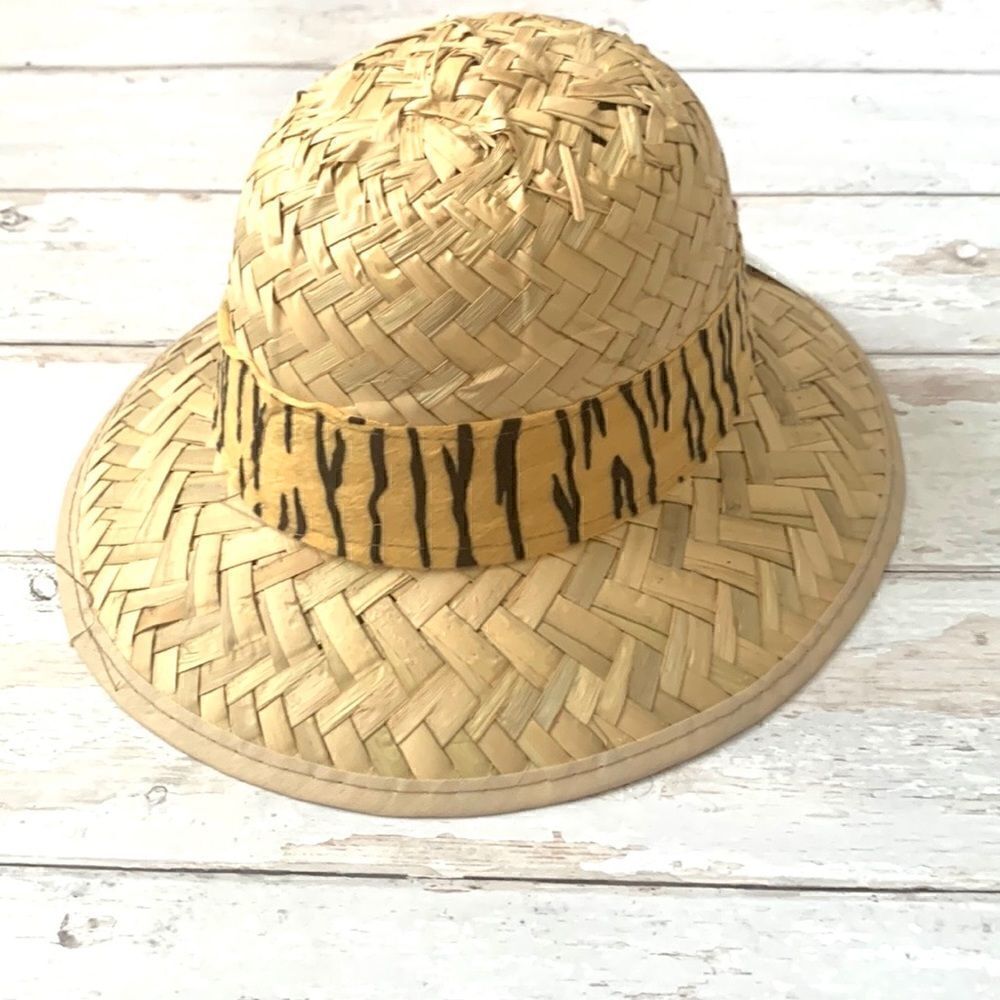 Kids Safari Straw Hat Dress Up Halloween Costume Play Wide Brimmed Hat OS